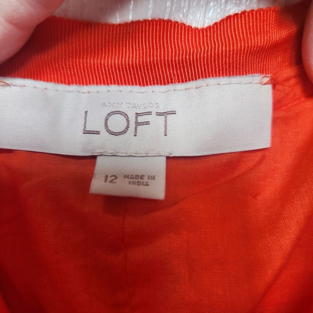Ann Taylor LOFT Orange Pleated Side Zipper Lined Full Skirt Size 12 - Picture 2 of 7